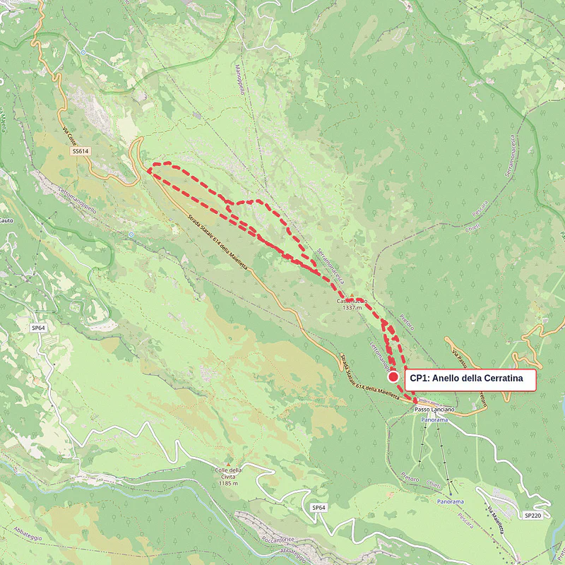 Offizielle technische Karte des Majella CP1 Wanderwegs