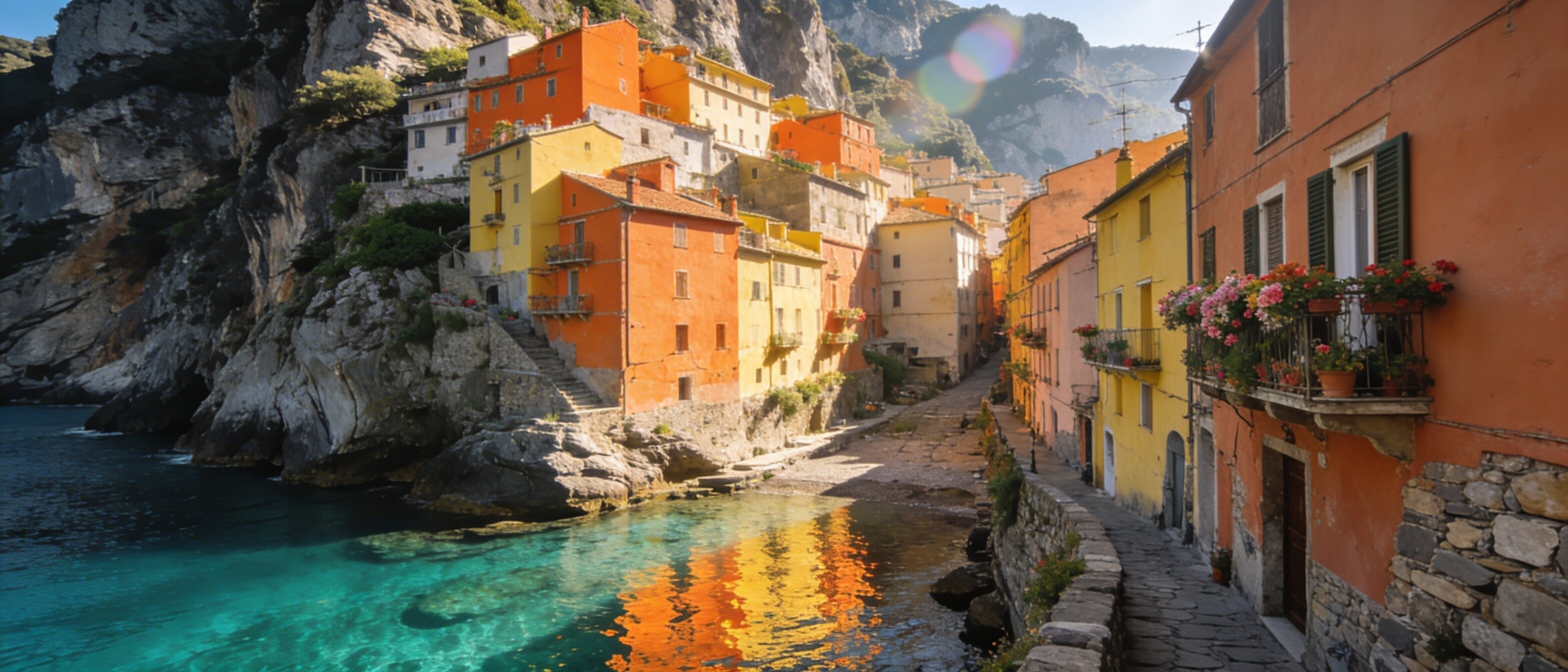 Das Dorf Tellaro mit seinen farbigen Häusern über dem ligurischen Meer