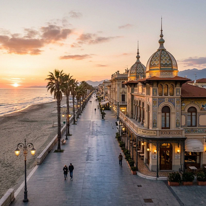 Uferpromenade von Viareggio im Winter
