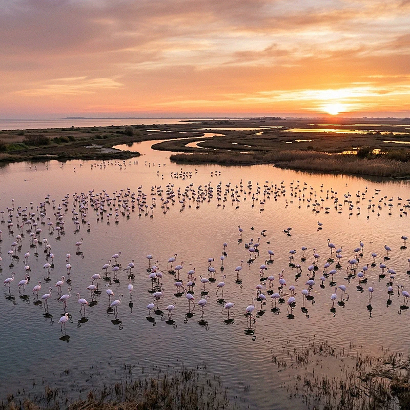 Pink flamingos in Sacca di Goro