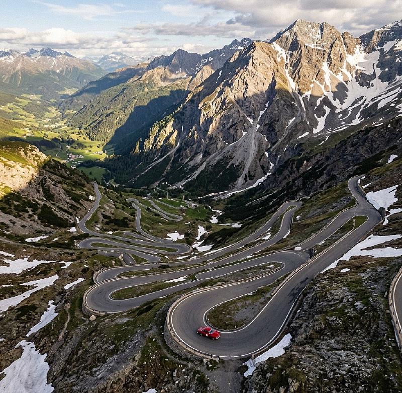 Stelvio Pass Hairpin Turns Alps Italy