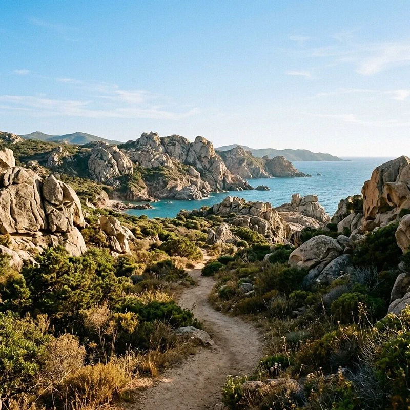 Rocky trails and the lunar landscape of Valle della Luna in Sardinia