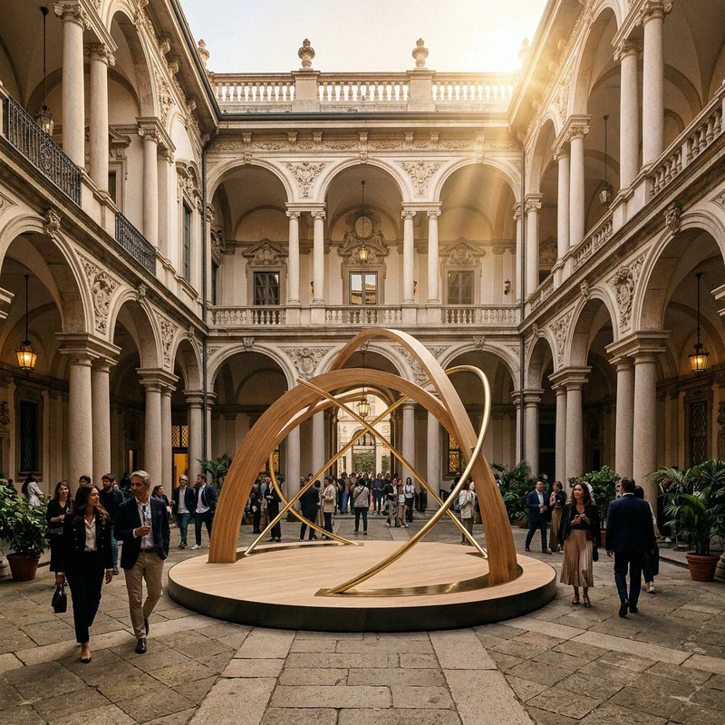 Design installation in a historic Milanese courtyard