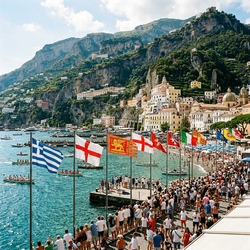 The port of Amalfi celebrating the regatta