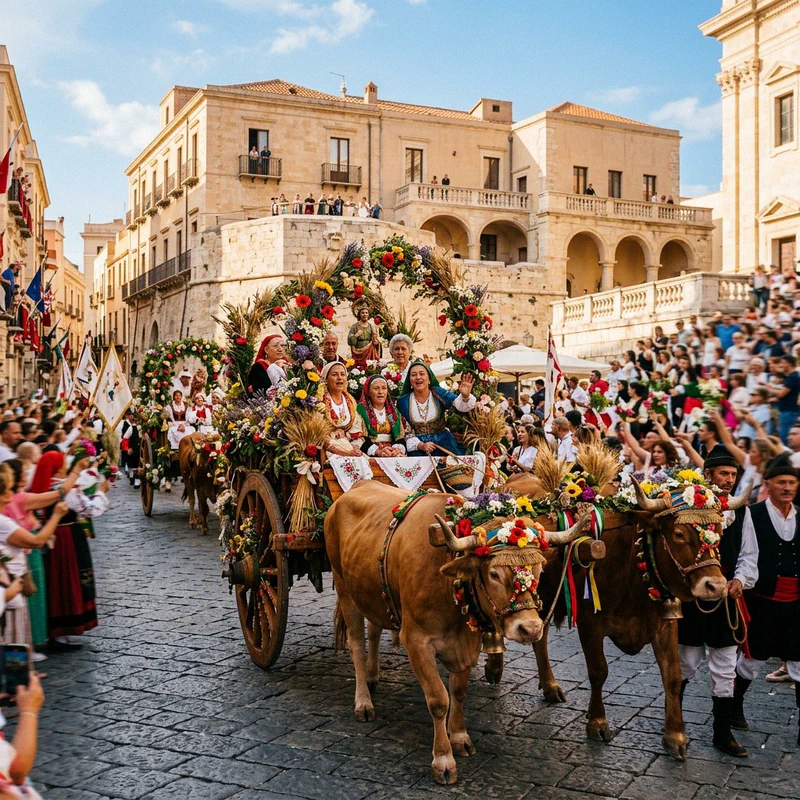 Traditional Sardinian tracca at Sant'Efisio