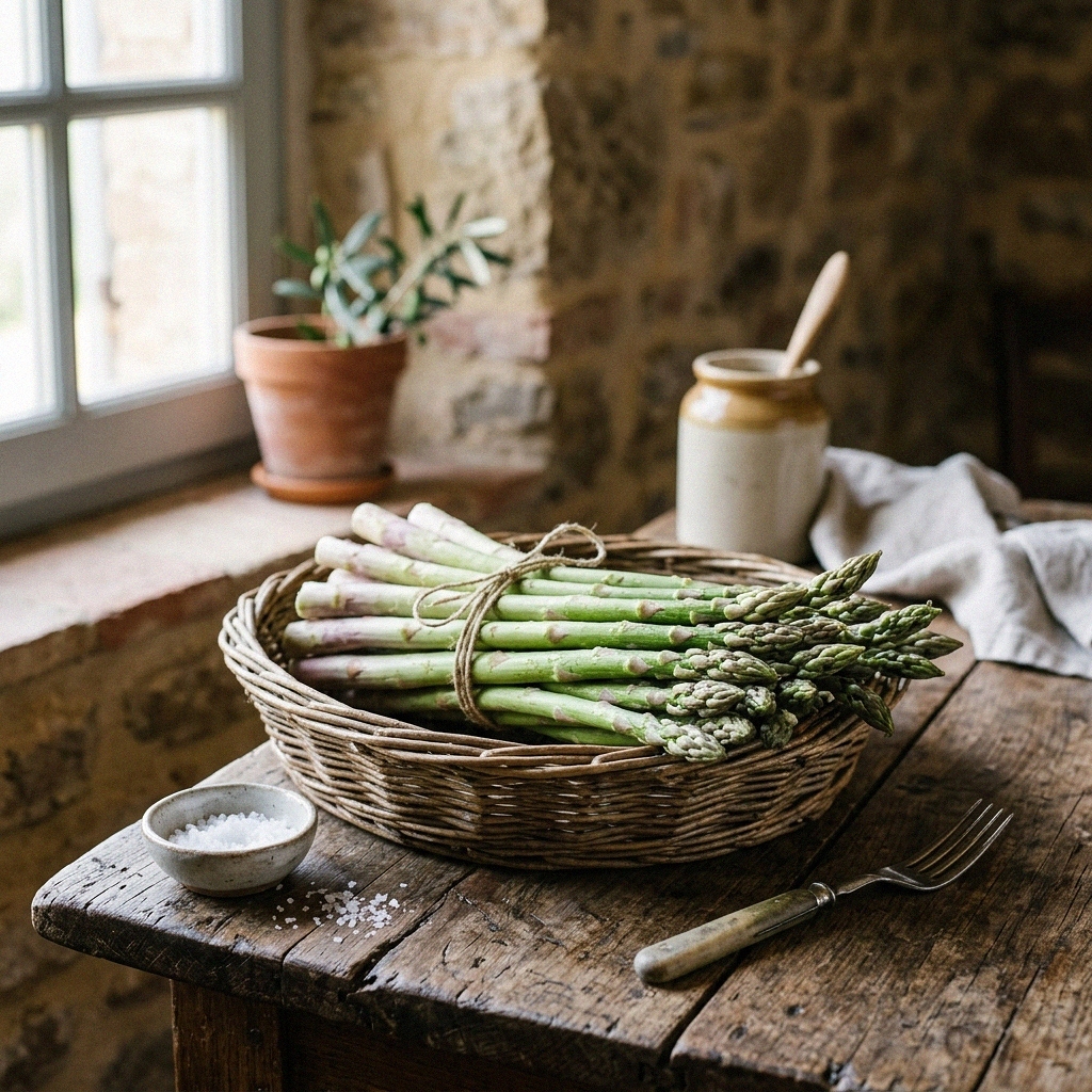A vibrant asparagus festival in Umbria with fresh produce and local dishes