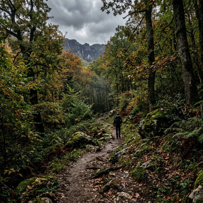 Hiking trail in the Aniene Valley near Subiaco