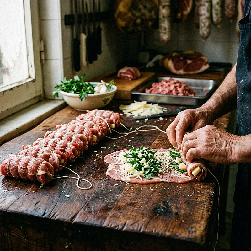Preparation of bombette in Cisternino
