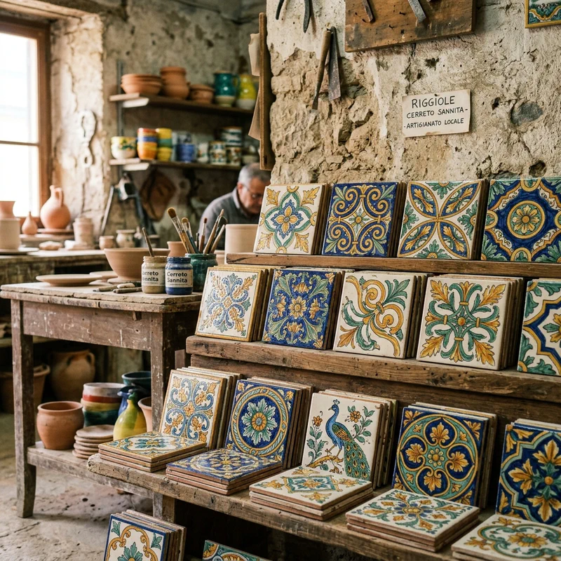 Traditional riggiole ceramics from Cerreto Sannita