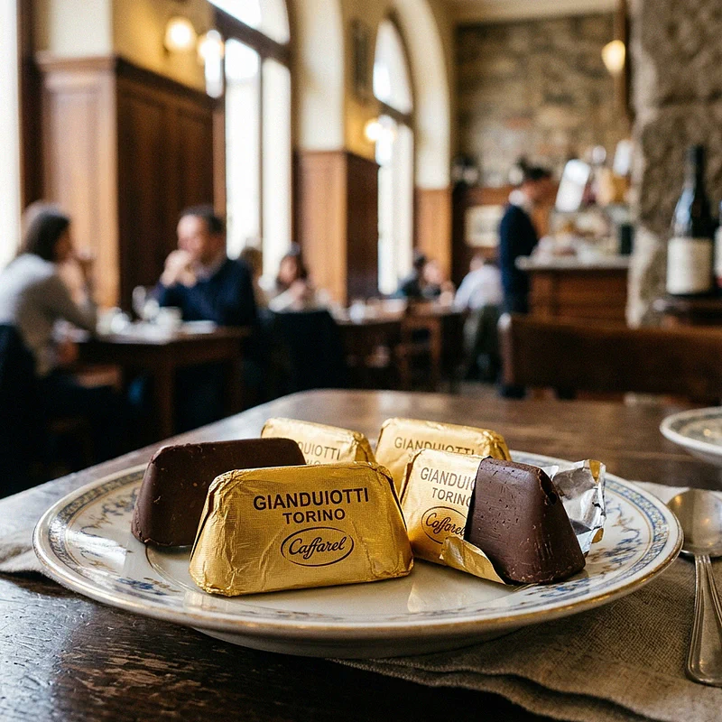 Echte handwerkliche Gianduiotti aus Turin