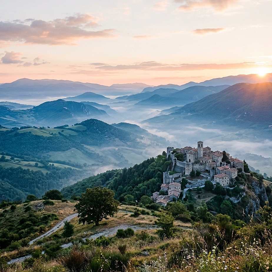 Dawn in the Umbrian Apennines