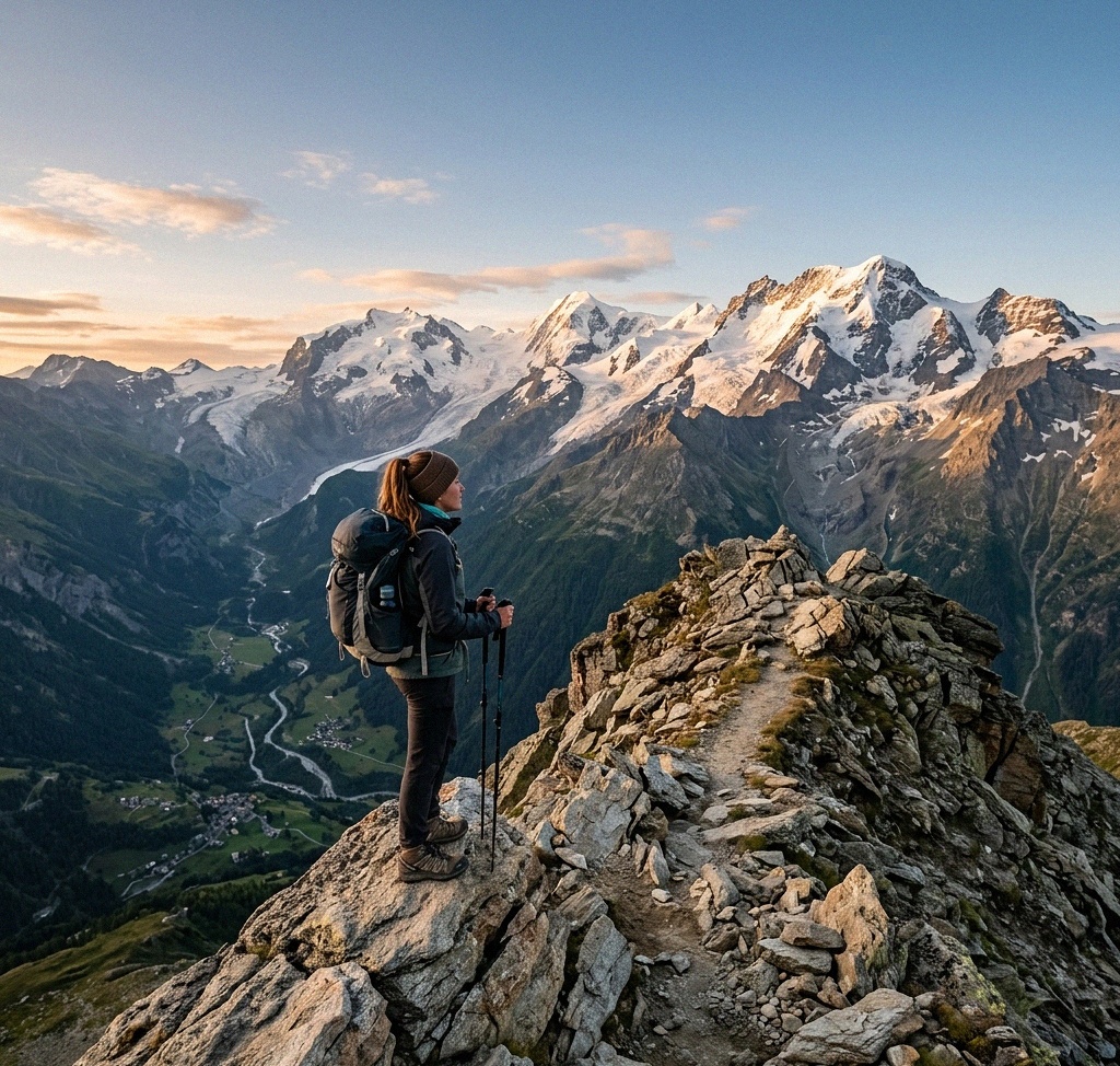 Alba sulle valli segrete del Monte Rosa in Valle d'Aosta