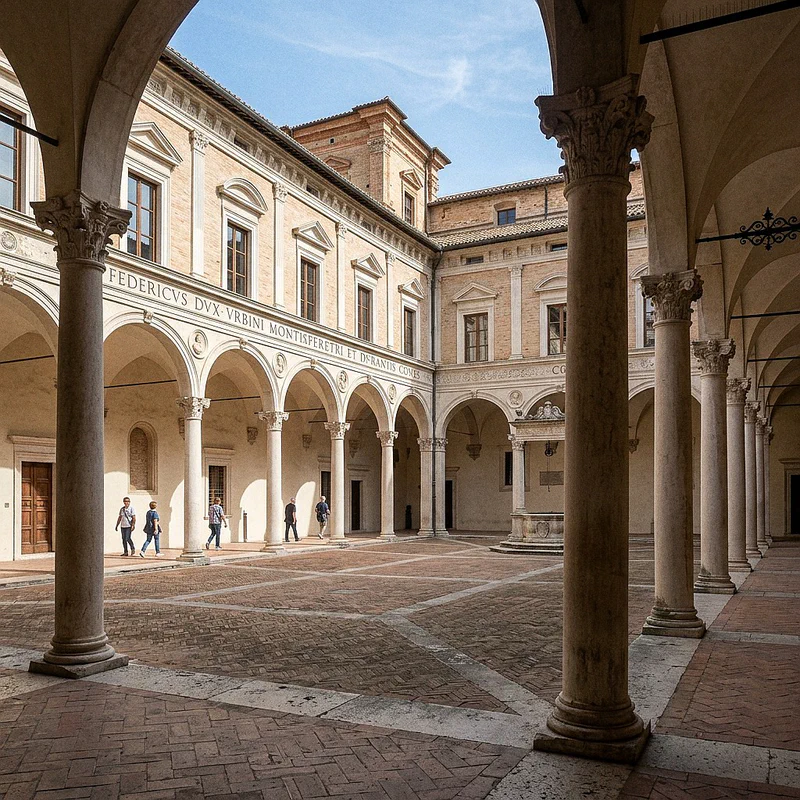 The Renaissance internal courtyard of the Ducal Palace of Urbino
