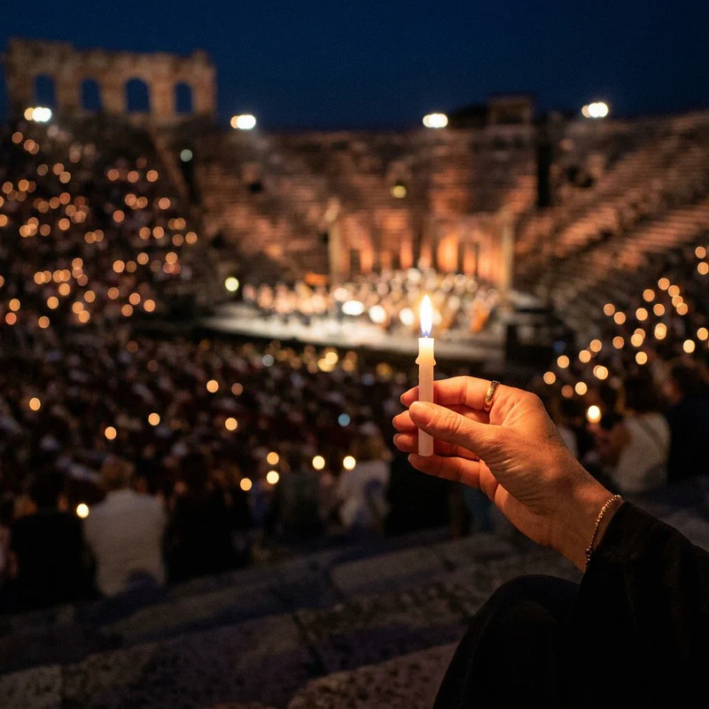 Candles lit at the Arena di Verona